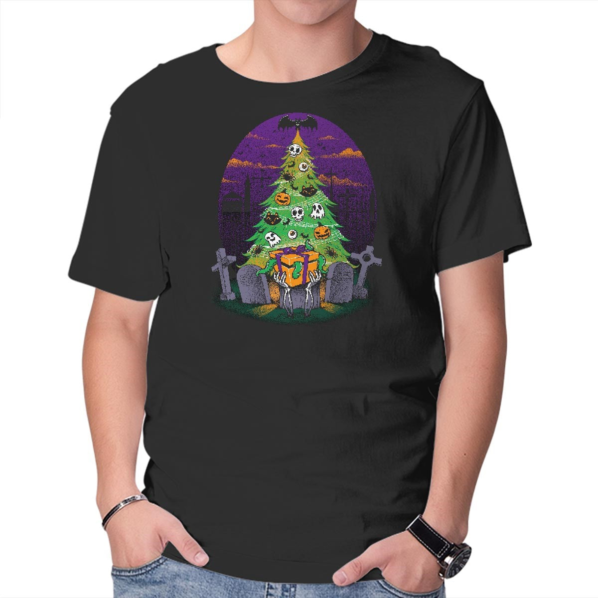 Unisex Crew Neck T-Shirt Halloween Is My Xmas Graphic Short Sleeve Casual Tee S