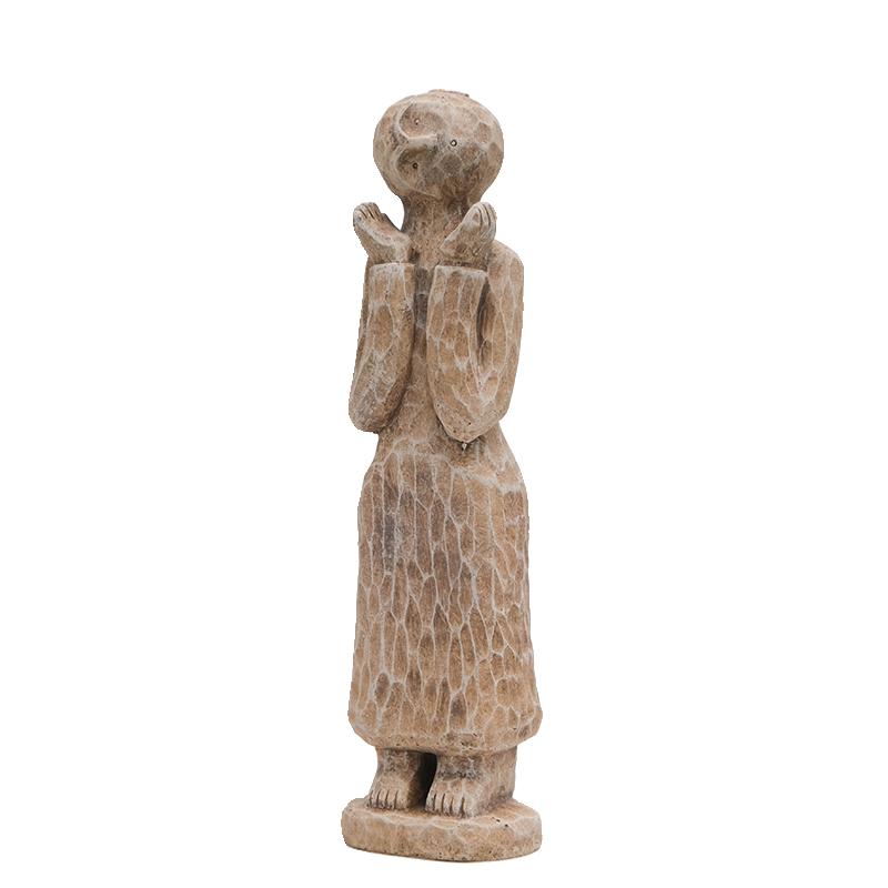 Artistic Human Sculpture Cement Imitation Stone Figurine Wabi-Sabi Resin Decorative Statue for Sample Room Creative Home Decor