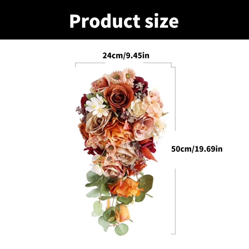 Bride Bouquet Handmade Wedding Decoration Flowers Combo Champagne Rose Bouquet for Graceful Anniversary Celebration