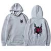 2025 New Men's Hoodie Street Fashion Deep Red Spider Print Sweatshirt Brushed Fleece Women's Casual Fun Loose Hoodie Men's Wear