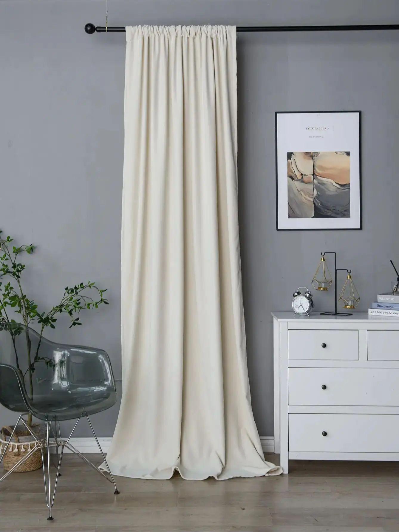 

1PC Thick Pure Color Winter Warm Curtains Rod Pocket for Living Room Bedroom Country Style Decorative Curtain 100x200cm 1PC&Rod Pocket белый