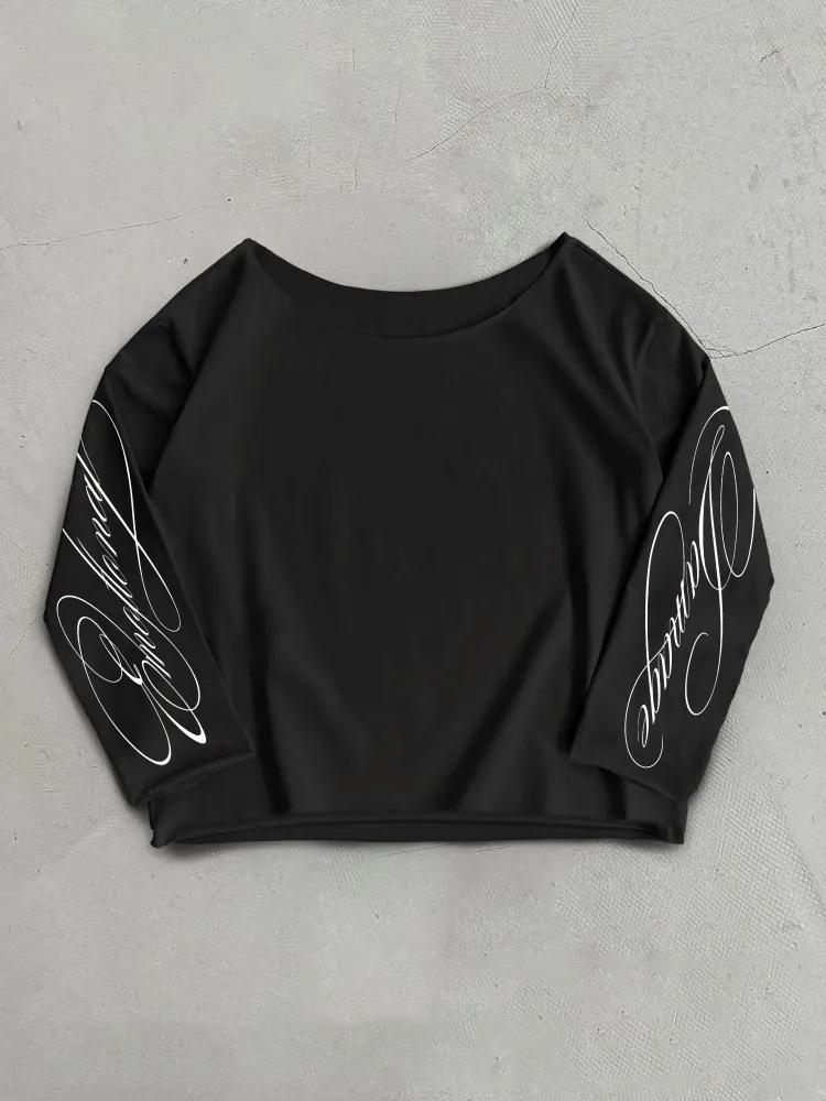 2026 Autumn/Winter Women's Y2K Off-Shoulder Slim-Fit Long-Sleeve Top