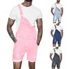 Denim Overall Shorts Solid Color Shoulder Straps Summer Hip Hop Adjustable Short Jean
