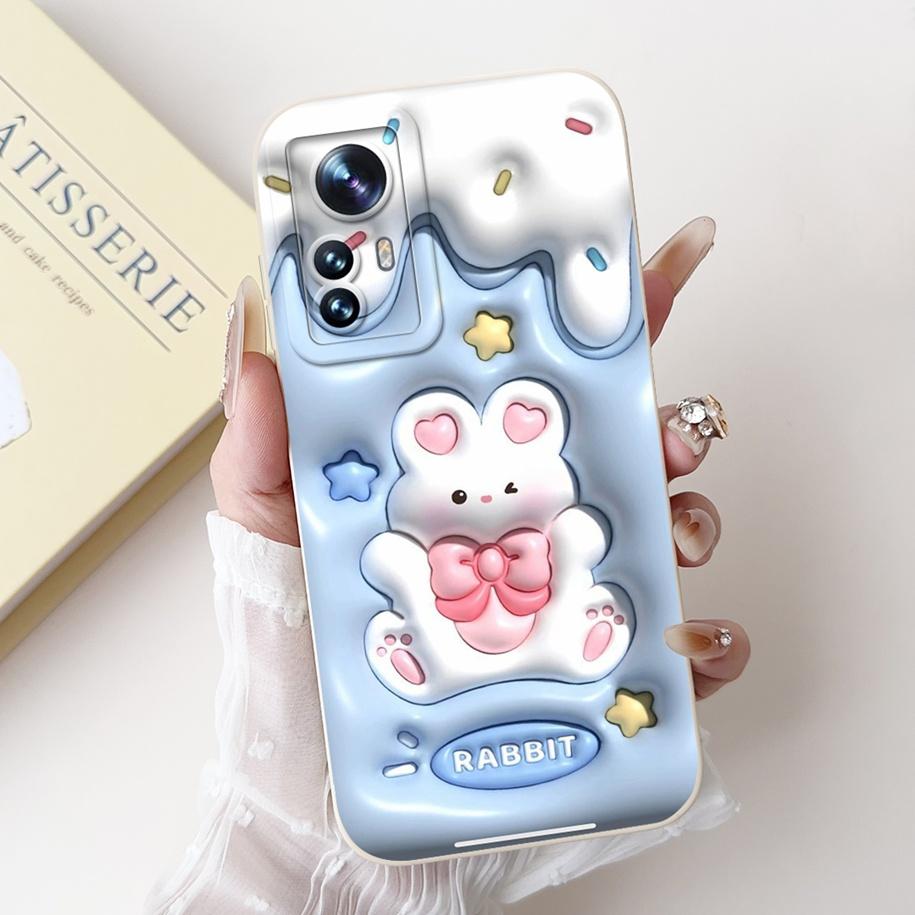 For Xiaomi 12 Pro Case Mi 12 12X 12S Cover Cute Cartoon Rabbit Panda Soft Silicone Lens Protective Cases For Xiaomi 12S Pro Capa