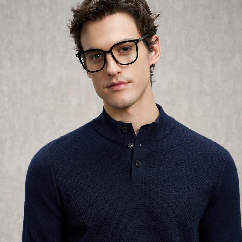 EMZ Erdos Men's 100% Pure Wool Stand Collar Sweater