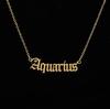 Stainless Steel 12 Zodiac Constellation Necklaces Letter Aquarius Aries Gemini Pisces Leo Sagittarius Pendant Necklace for Women