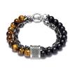 Mens Geometric Beaded Bracelet With Iron Chain For Travel Gift And Fashion Style