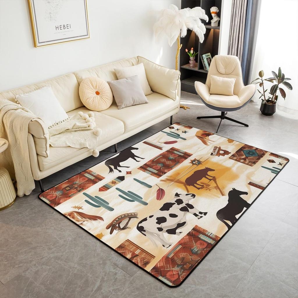 Erosebridal Fish Hunting Area Rug 3x5,Vintage American Flag Non Slip Indoor Floor Mat,Fishing Rod Bass Fishing Carpet for Dining Room Under