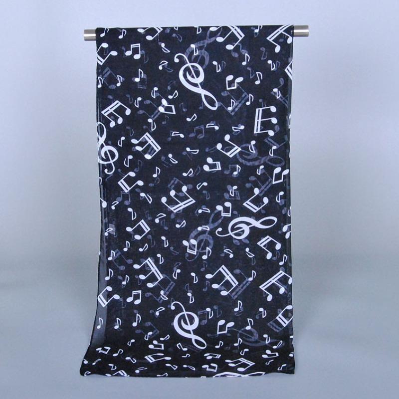 Chiffon women's sunscreen silk scarf, new music symbol women's fashion long scarf, elegant