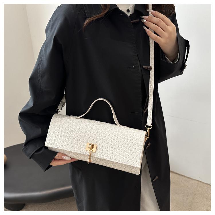 Textured Woven Square Bag Fashion Shoulder Handbag Casual Crossbody Purse Simple Solid Color Faux Leather Tote KTB