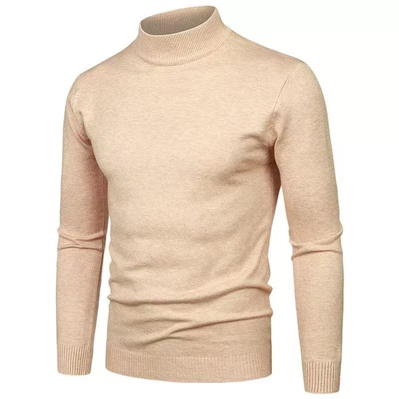 Autumn and Winter Do Not Fade Anti-pilling Core-spun Yarn Solid Color Men's Semi-turtleneck Bottoming Sweater Knitted Sweater