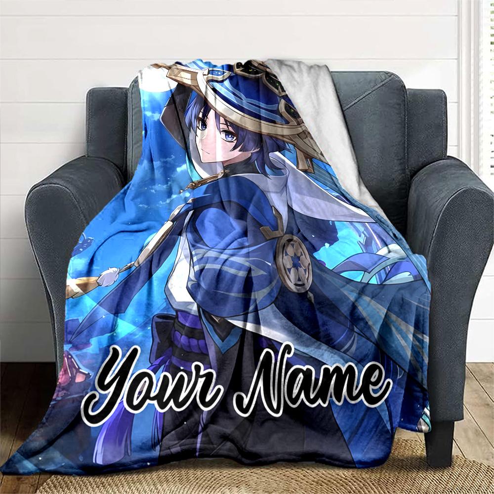Customizable Genshin Impact4 Throw Blanket – Personalized Name, All-Season Cozy Snug Blanket, Machine Washable, Personalized Blanket