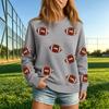Women's Casual Neck Rugby Print Sweatshirt for Everyday Wear