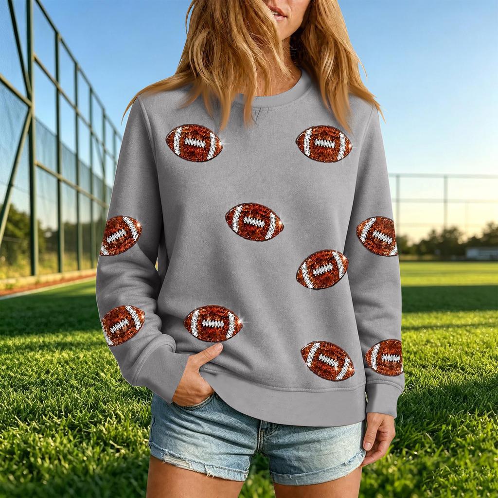 Women's Casual Neck Rugby Print Sweatshirt for Everyday Wear