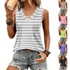 Women Loose Fit V Neck Pleated Striped Sleeveless Tank Top Casual Lightweight Pullover Blouse for Summer Daily Wear