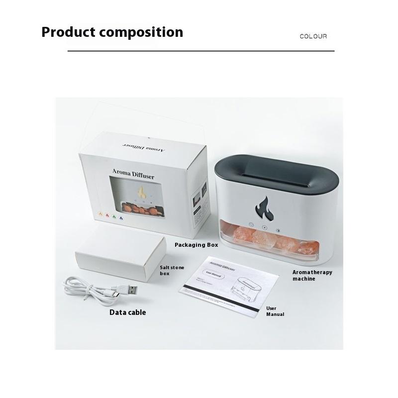 Flame aromatherapy machine USB plug-in flame ambient light bedroom desktop essential oil sleep aid salt stone air humidifier