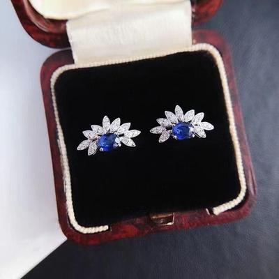 Huitan Gorgeous Blue Cubic Zircon Stud Earrings Temperament Ear Accessories Women for Engagement Wedding Party New Jewelry