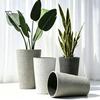 Modern Textured Decorative Plant Holder Tall Round Flower Pot with Drainage Holes, 17 Inch Stone-Look Large for Bird of Paradise Monstera Planter,