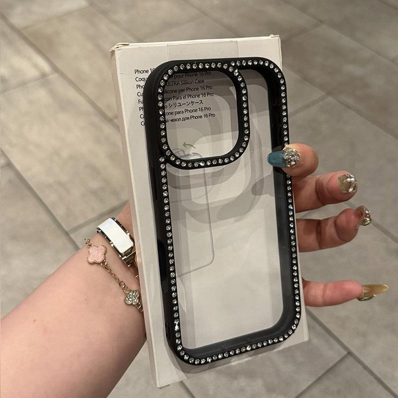 Luxury Transparent Diamond Jewelled Phone Case For iPhone 17 16 15 14 13 12 11 Pro Max Plus Air Glitter Bumper Back Cases Cover