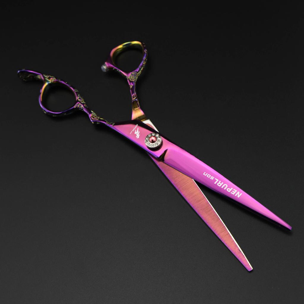 7.0 Inch, Pink, Plum Blossom Handle Personalized, Hair Scissors, Pet Scissors