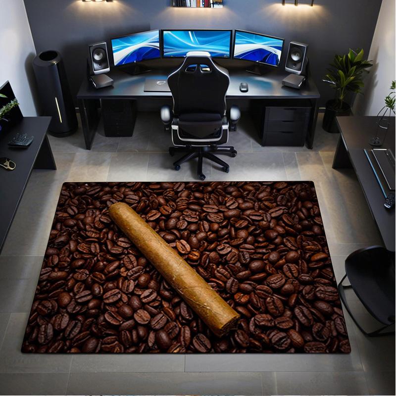 1Pc Cigar Coffee Beans Pattern Rug - Home Decoration Carpet For Living Room Bedroom Flooring Computer Chair Area Rug