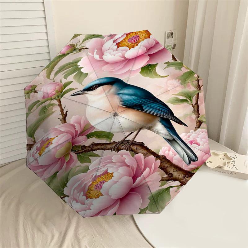 

1PC bird flower Umbrella-8-Rib Reinforced, Automatic Open, Lightweight & Durable, Fashion Accessory for Outdoor-L0378