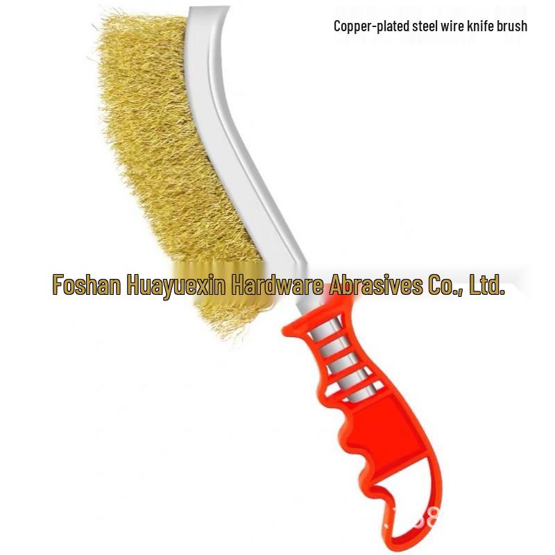 Stainless Steel Wire Brush with Plastic Handle – Copper-Plated BBQ Cleaner