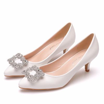 Kristallen Koningin 5CM Dunne Dames Bruiloftsschoenen Bruids Mode Pumps Dames Kantoor Puntige Neus Vrouwelijke Hoge Hakken