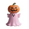 Halloween Statue Pumpkin Ghost Shape Figurine Pink Resin Statue Handheld Halloween Tabletop Decoration