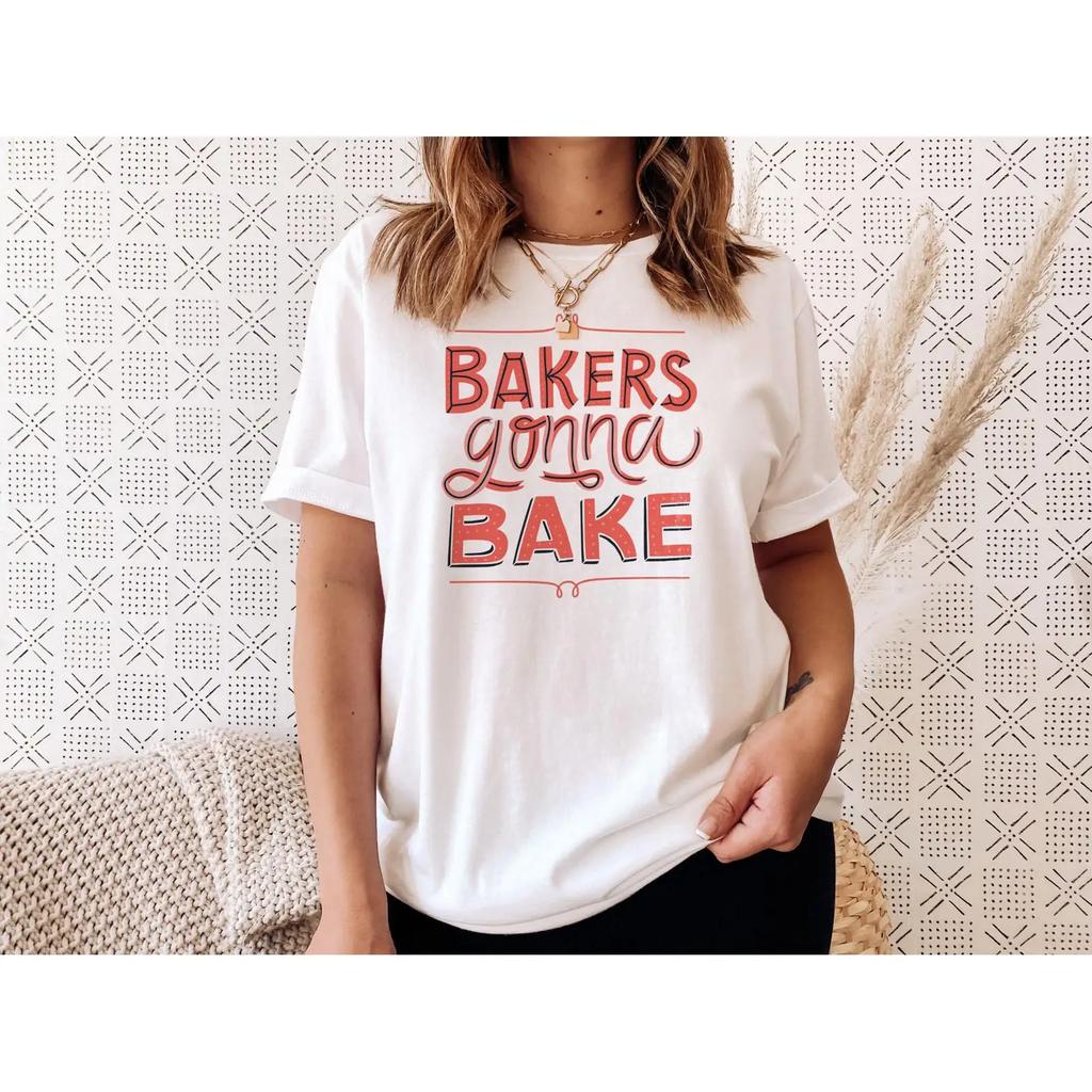 Fun Baking T Shirt Bakers Gonna Bake Vintage Washed Breathable Stylish Stretched Soft Homme Top For Everyday Wear Streetwear