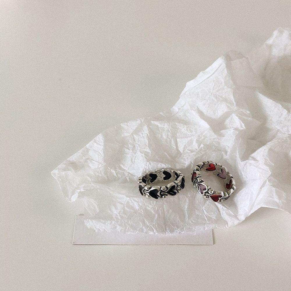 Geometric Jewelry Gifts Wedding Heart Stackable Rings Women Rings Korean Style Heart Chain Ring
