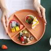 Wheat Straw Round Plate: Anti-Fall, Portion Control, 3-Compartment Design