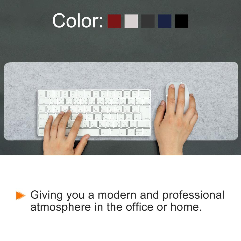 PATIKIL 70x33cm Desk Mat Protector Felt Dual Side Mouse Pad Writing Mat for Office Home Black