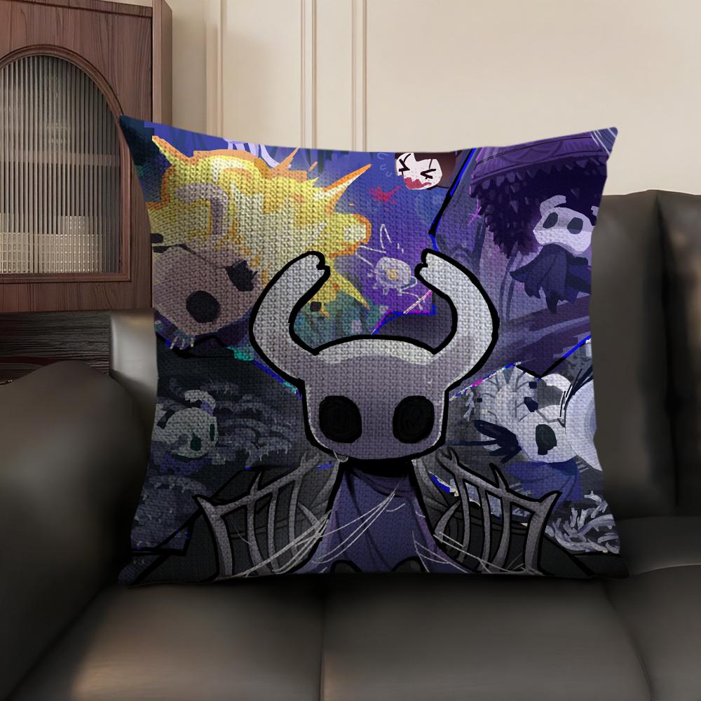 HHollow Knight Game Cushion Cover Natural Linen Organic Fabric DoubleSided Printing Sofa Home Decor Gift Pillow Case