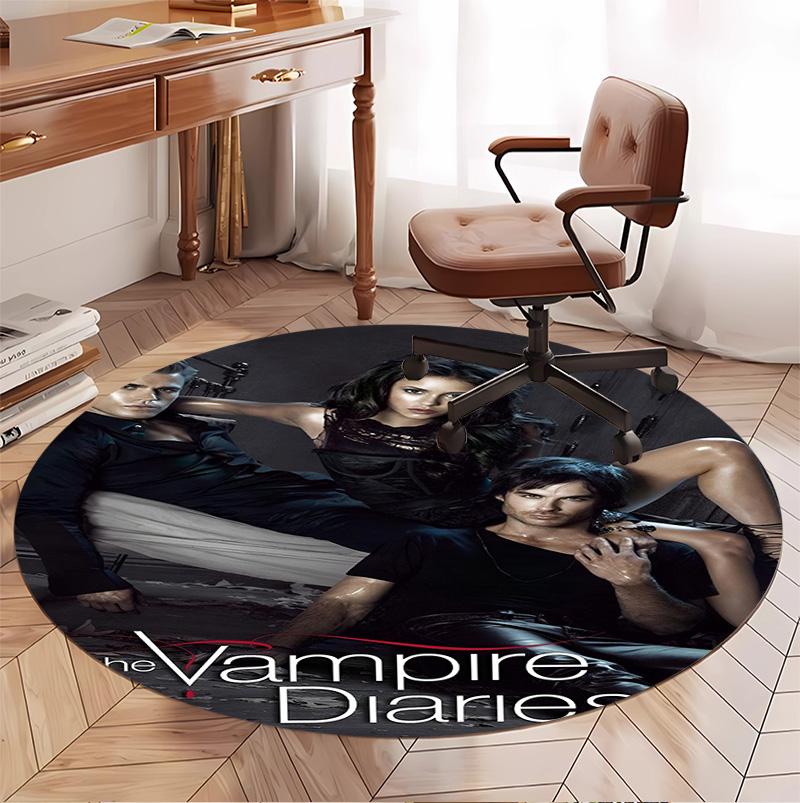 The Vampire Diaries Pattern Round Rug, Indoor/Outdoor Mat, for Picnic, Gameroom, Bedroom, Office, Living Room, Home Decor Carpet, Birthday Gift