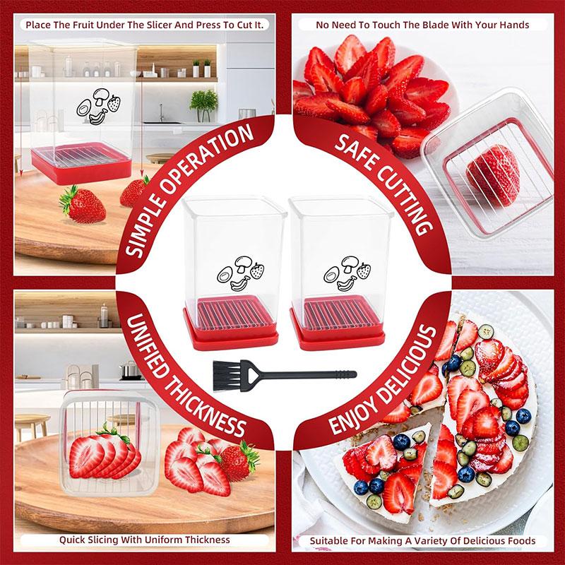 Coupe-fruits rapide avec plaque poussoir Coupe-œufs Coupe-fraises et bananes Faisant rapidement salade de fruits et légumes Gadget de cuisine