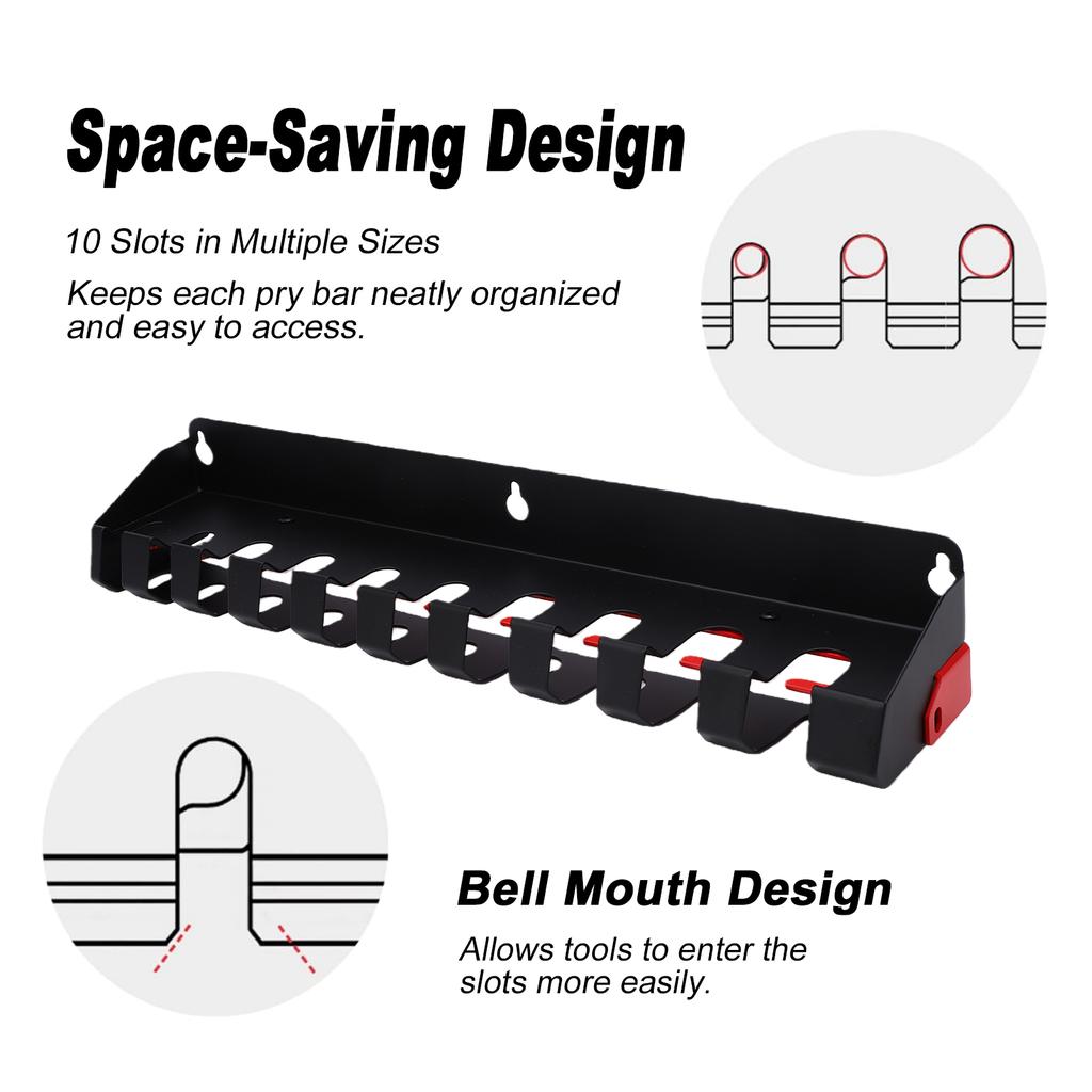Pry Bar Holder, Wall Mounted Tool Storage Rack Organizer for Workshop, Shed, Garage