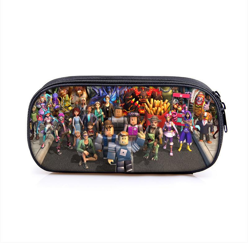 Vibrant Roblox Single Layer Pencil Case Durable Polyester Rectangular Kids Stationery Bag