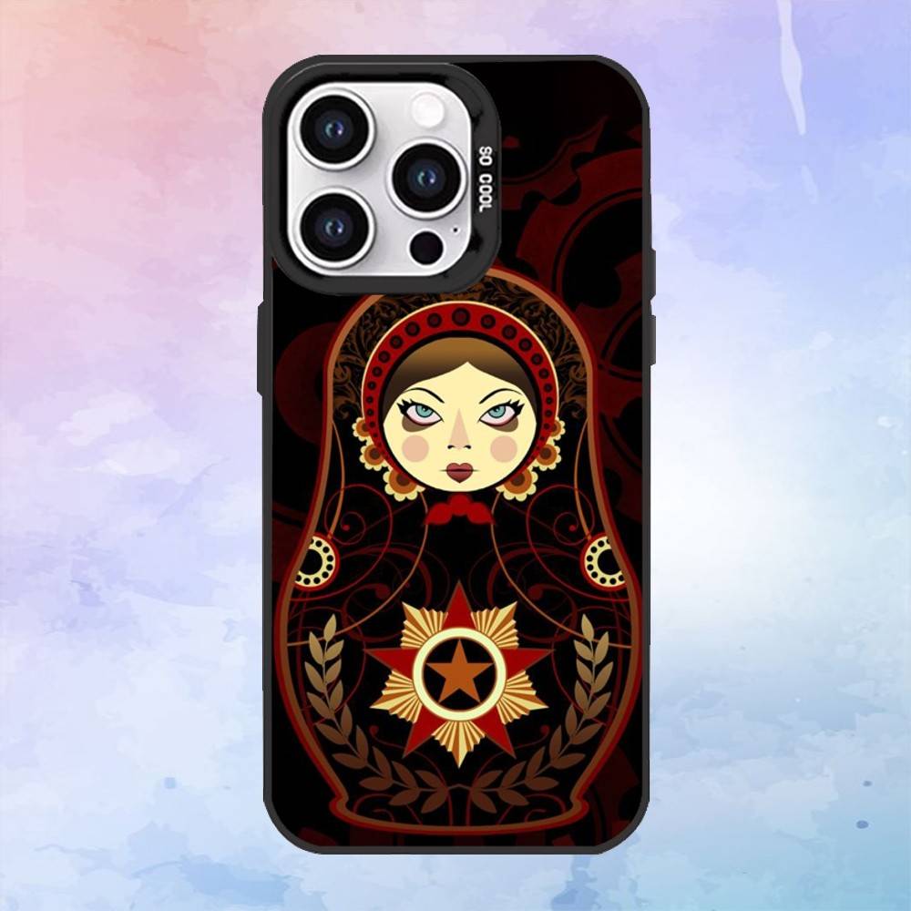 

Russian Dolls Matryoshka Phone Case For iPhone17,16,15,14,13,12,11 Plus,Pro Max Black Candy Matte Shockproof Cover iPhone17promax