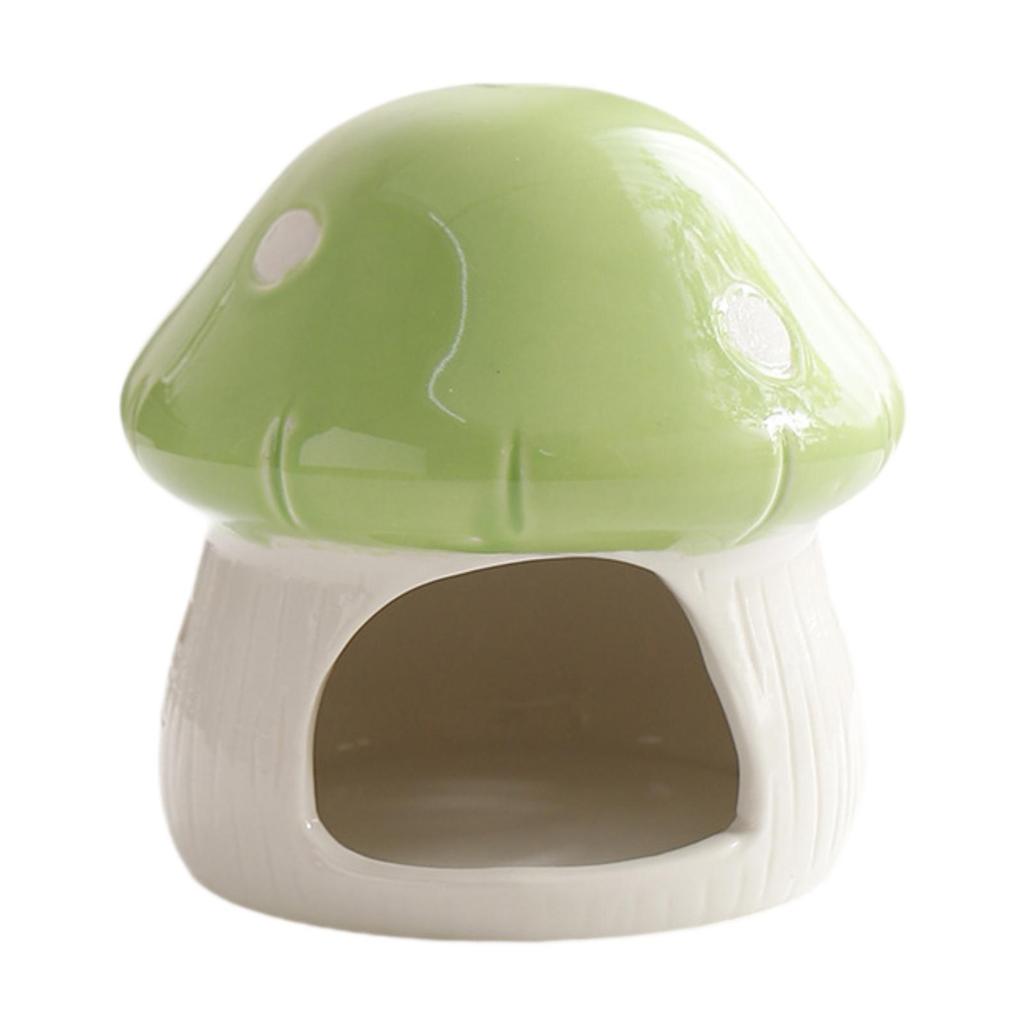 Ceramic Hamster House, Sturdy Guinea Pig Hideout, Mushroom Shaped Cave Habitat for Small Animals Dwarf Hamster Chipmunk