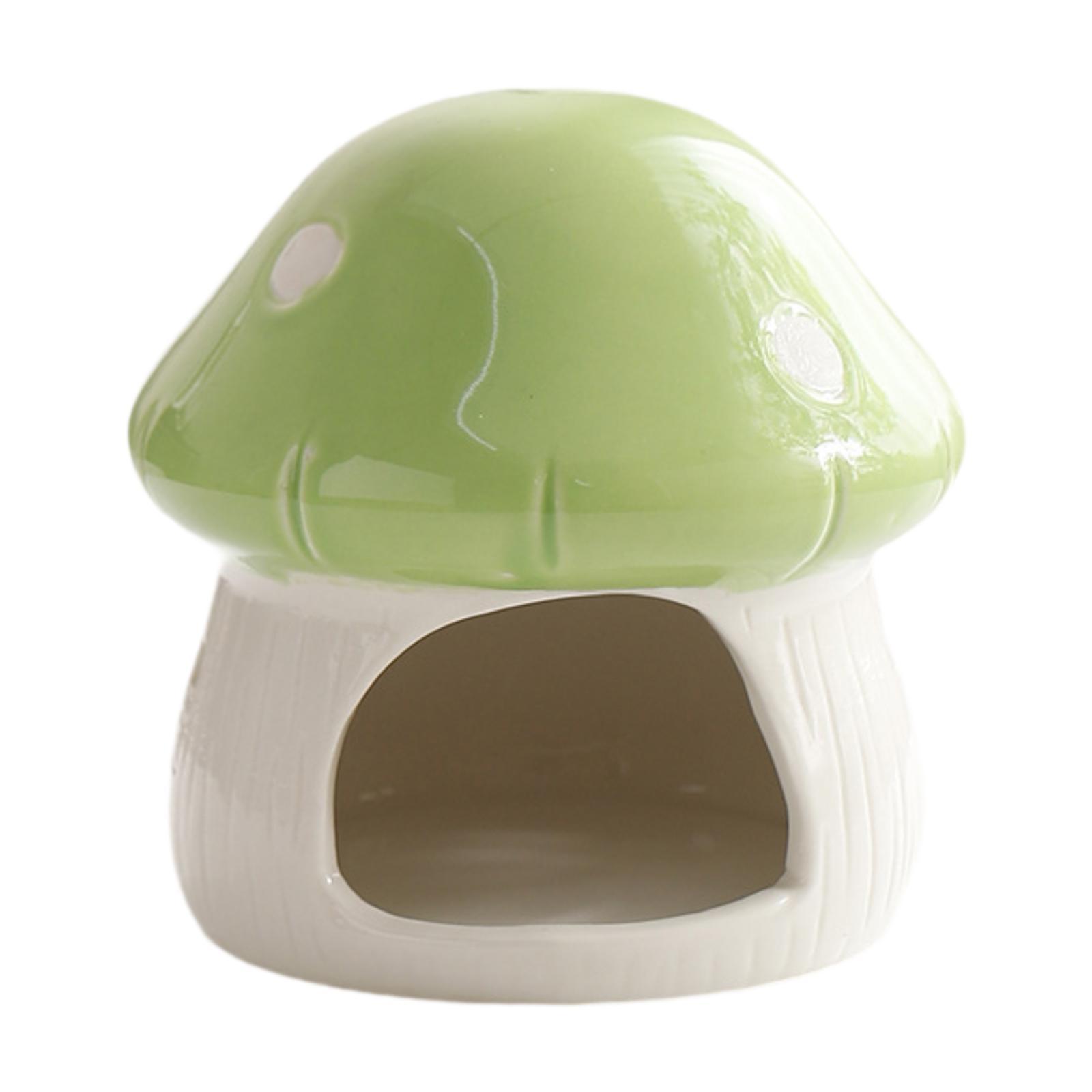 

Ceramic Hamster House, Sturdy Guinea Pig Hideout, Mushroom Shaped Cave Habitat for Small Animals Dwarf Hamster Chipmunk зелений