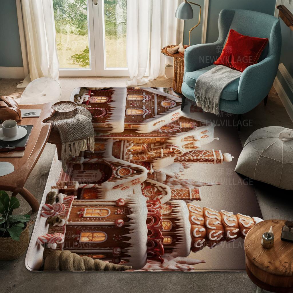 House Entrance Carpet Home Door Mat Living Room Bath Foot Bathroom Non-slip Water Absorption Rugs Bath Merry Christmas Winter