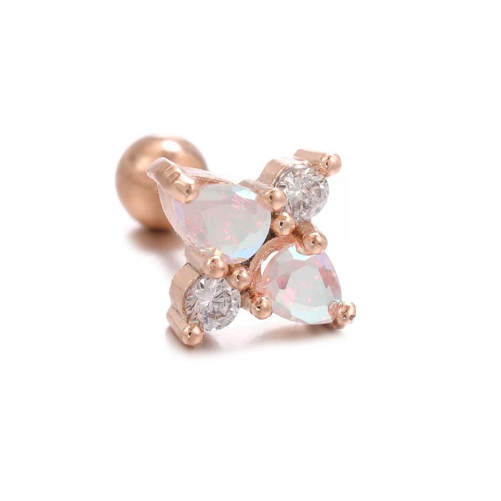 New Design Stainless Steel Zircon Small Stud Earrings Women Geometry Helix Tragus Cartilage Star Earring Piercing Jewelry 1pc