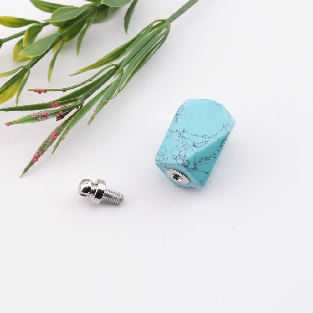 Natural Crystal Rough Stone Polyhedral Perfume Bottle Pendant Rough Stone Polished Crystal Essential Oil Bottle Necklace N769