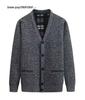 Men's Winter Thickened V-Neck Plus Velvet Sweater Cardigan for Middle-Aged & Elderly