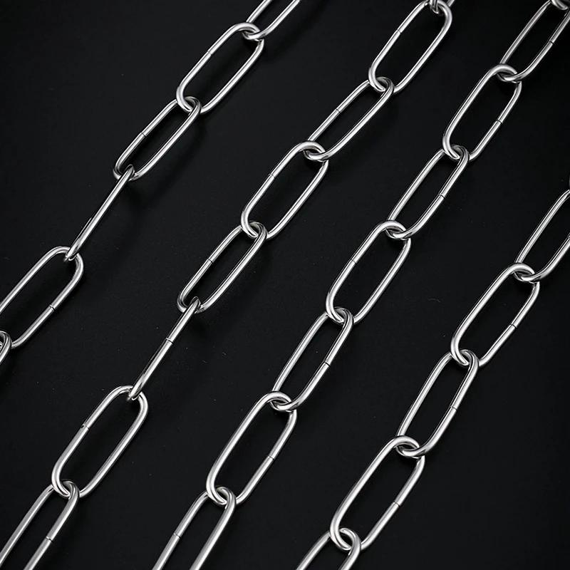 Stainless Steel Long Link Chain Dog Lead Leash Chain Pet Drag Binding Clothesline With Two Snap Hook 2/3/4/5/8/10M