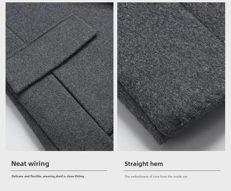 Men's Double-Sided Wool Coat with Rabbit Fur, Down Lining, for Autumn/Winter