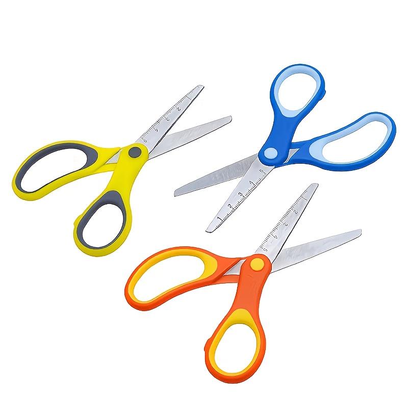1Pc Student Blunt‑Tip Safety Scissors, Soft‑Grip Craft Scissors with Protective Cover & Ruler for School Use