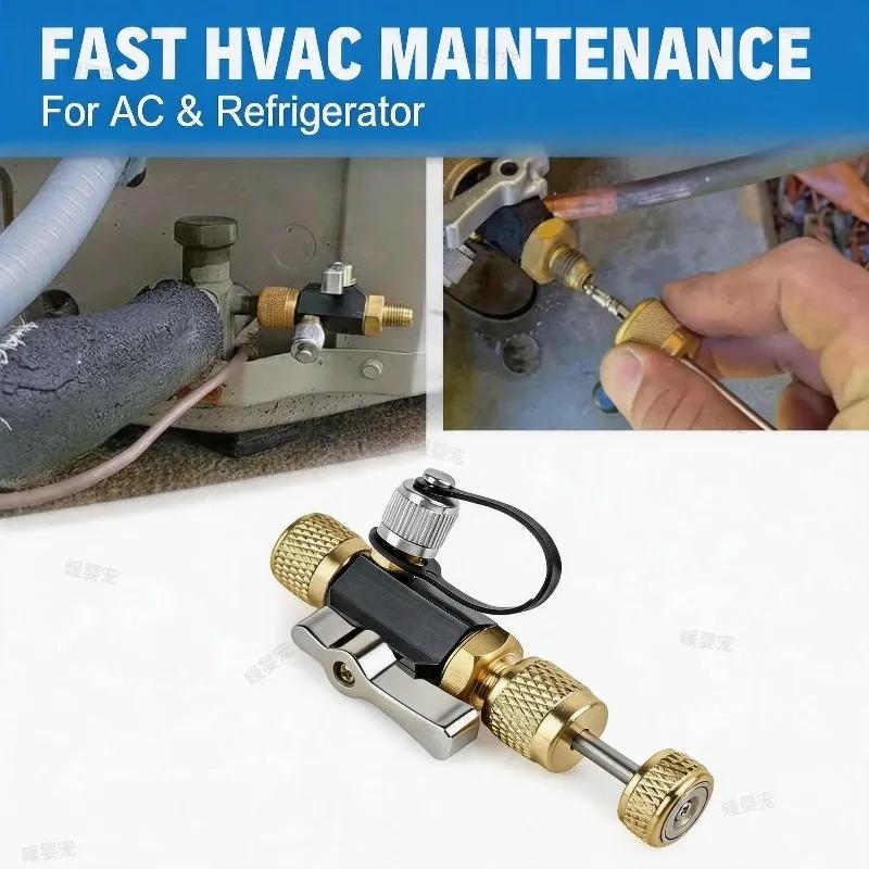 AC Maintenance Valve Core Tool Brass Plastic Ball Valve Magnetic Cover With O-Ring For Fast Refrigerant Evacuation Work