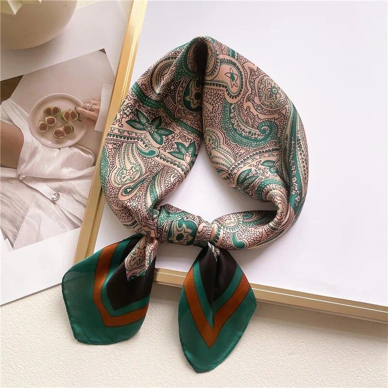 Luxuriöses Schal-Quadrat mit Seidengefühl für Damen, Frühling, Hijab-Mode, Wickeltuch, Halstuch, Damen-Haarbänder, Schleife, Stirnband, Bandana